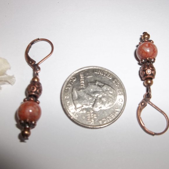 Boho Earring, Orange and Copper Earring, Earring, Boho Earring, Faux Jasper 7826 - Picture 3 of 8